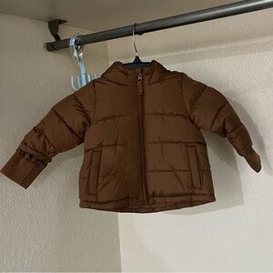 Okie Dokie Brown Puffer Jacket Quilted Design Water-Resistant